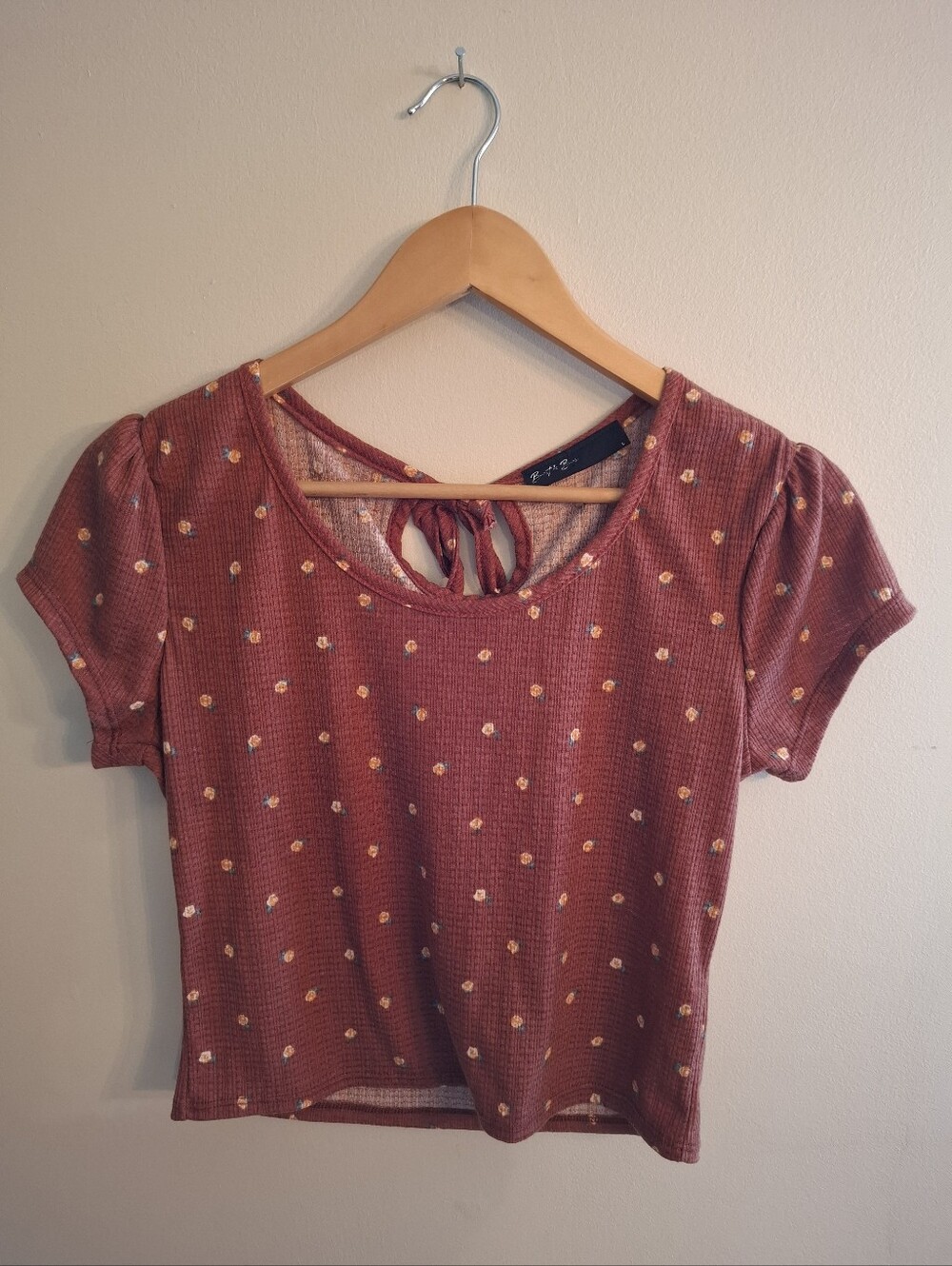 Y2K Crop Top Floral Pink Dainty Cottagecore Festival Feminine Scoop Neck Tie L‎
